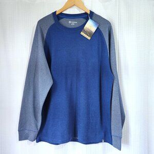 Cloudveil Shirt Men's XXL Blue Long Sleeve Raglan Pullover Chevron Pattern